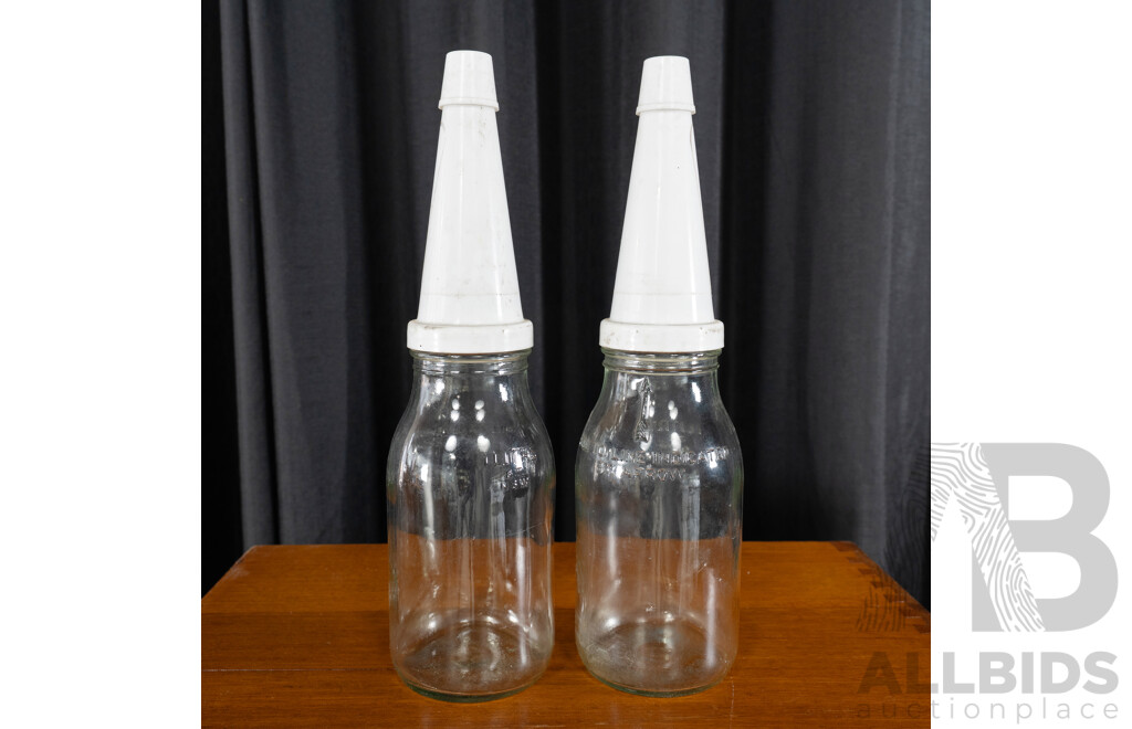 Pair of Vintage One Litre Oil Bottles