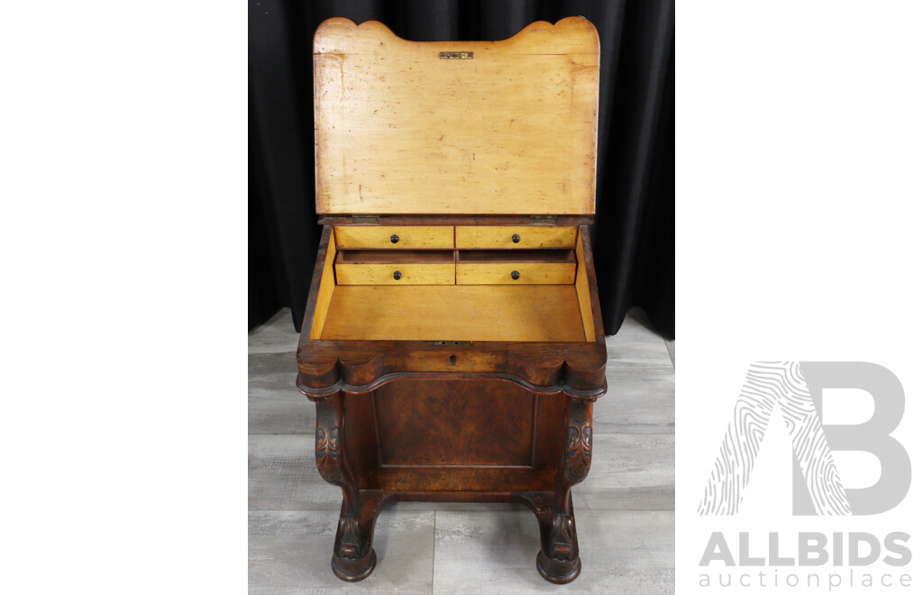 Bur Walnut Victorian Davenport Desk