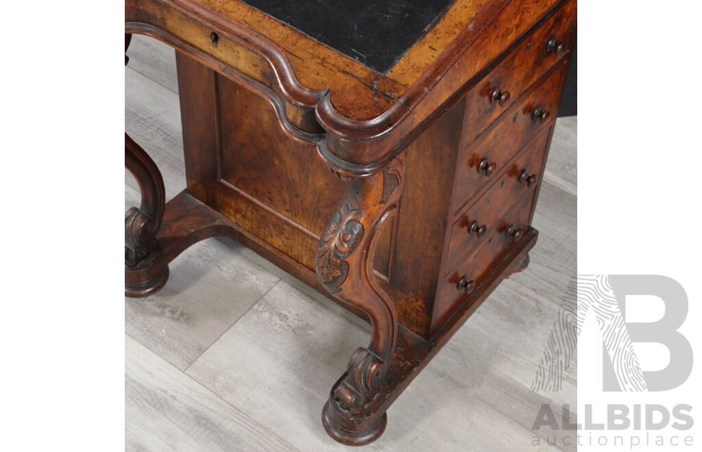 Bur Walnut Victorian Davenport Desk
