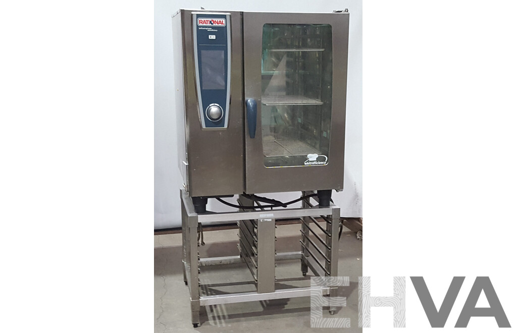 Rational SCC WE 101 Combi Oven with 10 Slot Cooling Rack Stand