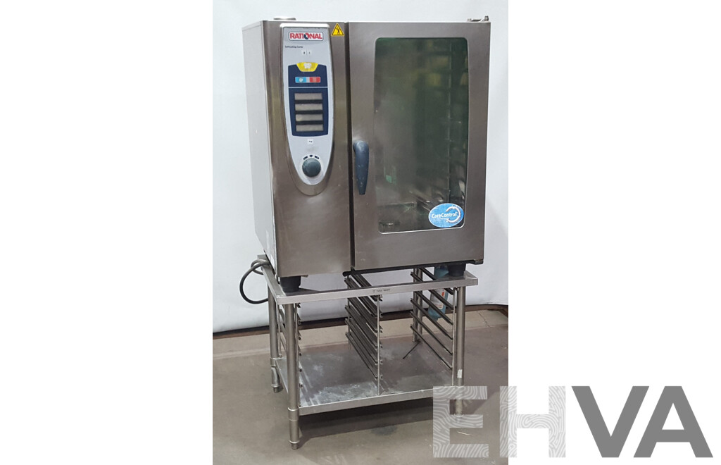 Rational SCC101 Combi Oven with 12 Slot Cooling Rack Stand