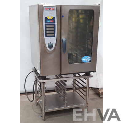 Rational SCC101 Combi Oven with 12 Slot Cooling Rack Stand