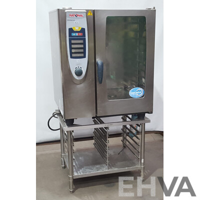 Rational SCC101 Combi Oven with 12 Slot Cooling Rack Stand