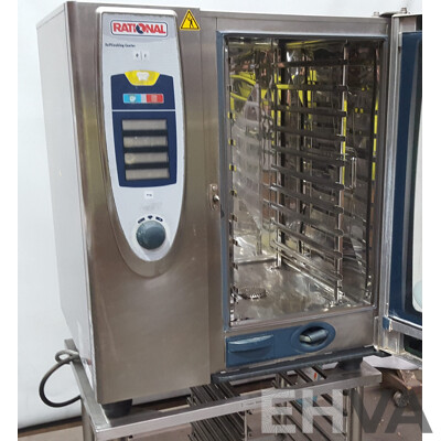 Rational SCC101 Combi Oven with 12 Slot Cooling Rack Stand