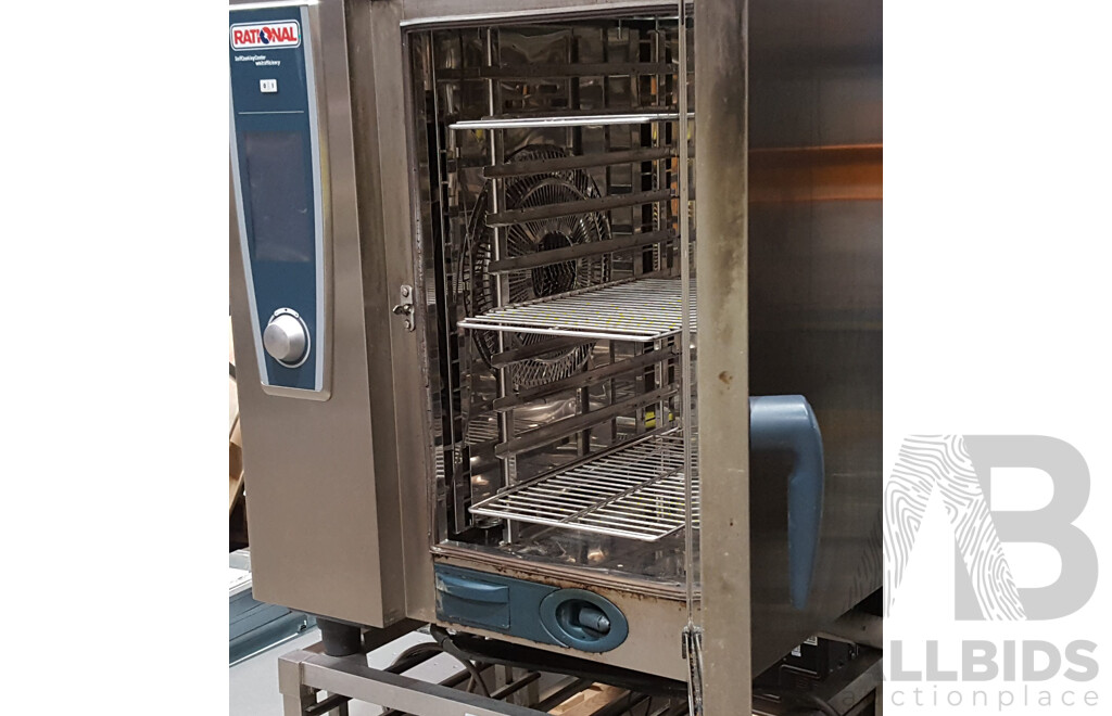 Rational SCC WE 101 Combi Oven with 10 Slot Cooling Rack Stand