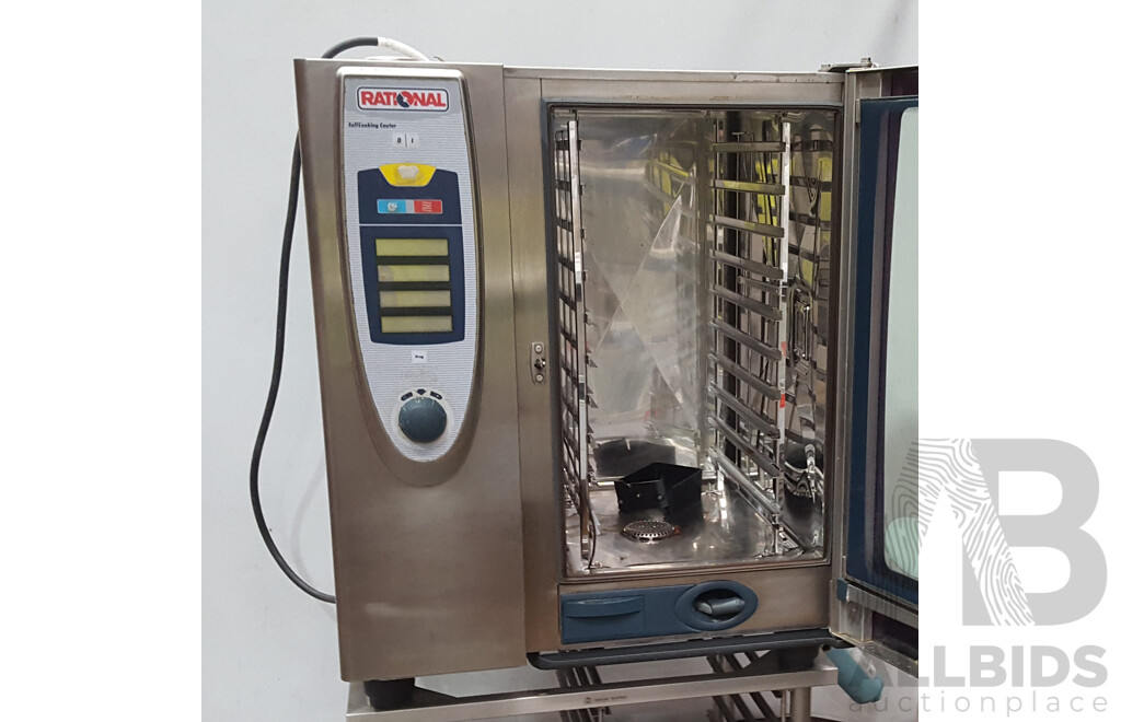 Rational SCC101 Combi Oven with 12 Slot Cooling Rack Stand