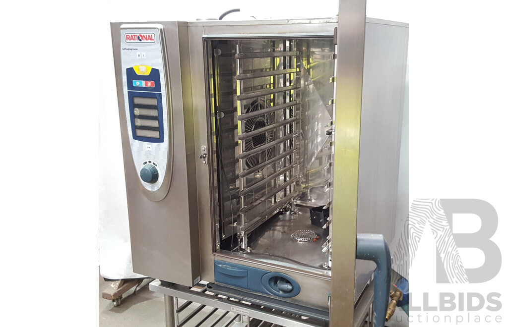 Rational SCC101 Combi Oven with 12 Slot Cooling Rack Stand