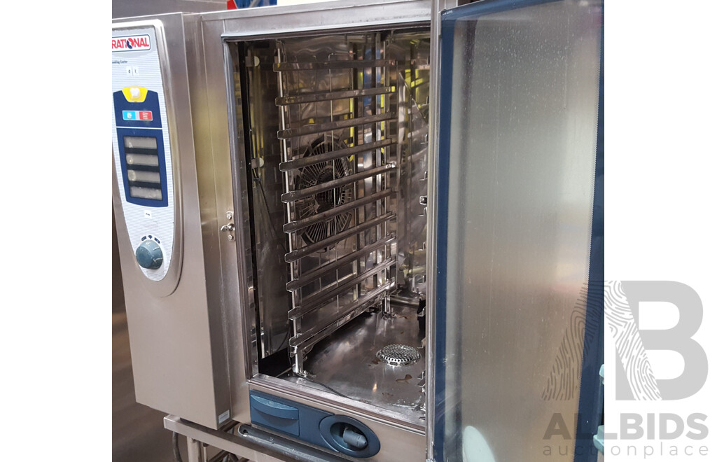 Rational SCC101 Combi Oven with 12 Slot Cooling Rack Stand