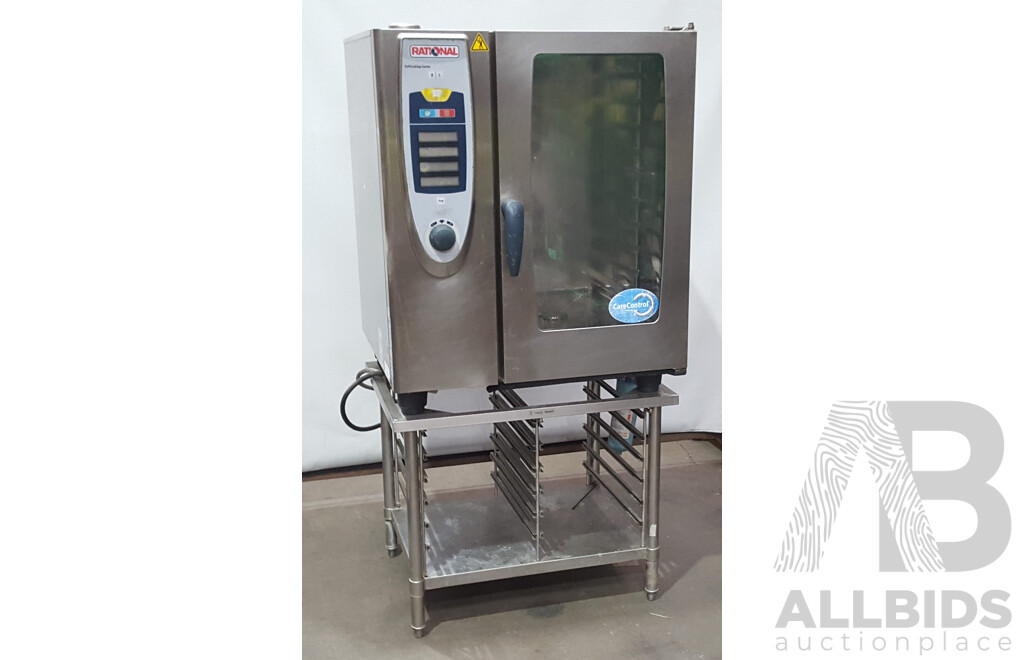 Rational SCC101 Combi Oven with 12 Slot Cooling Rack Stand
