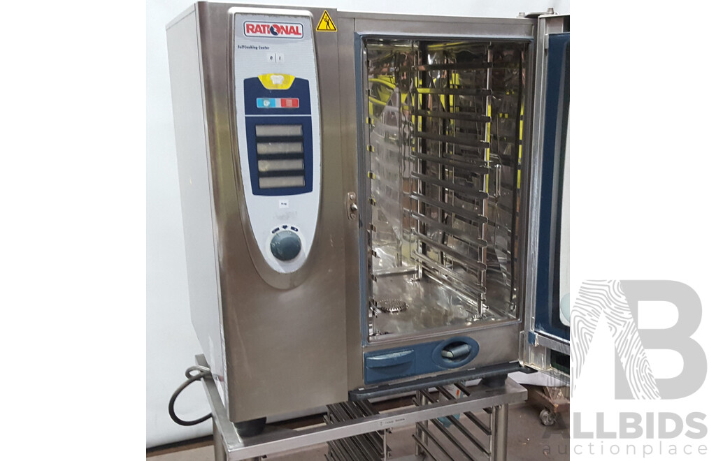 Rational SCC101 Combi Oven with 12 Slot Cooling Rack Stand
