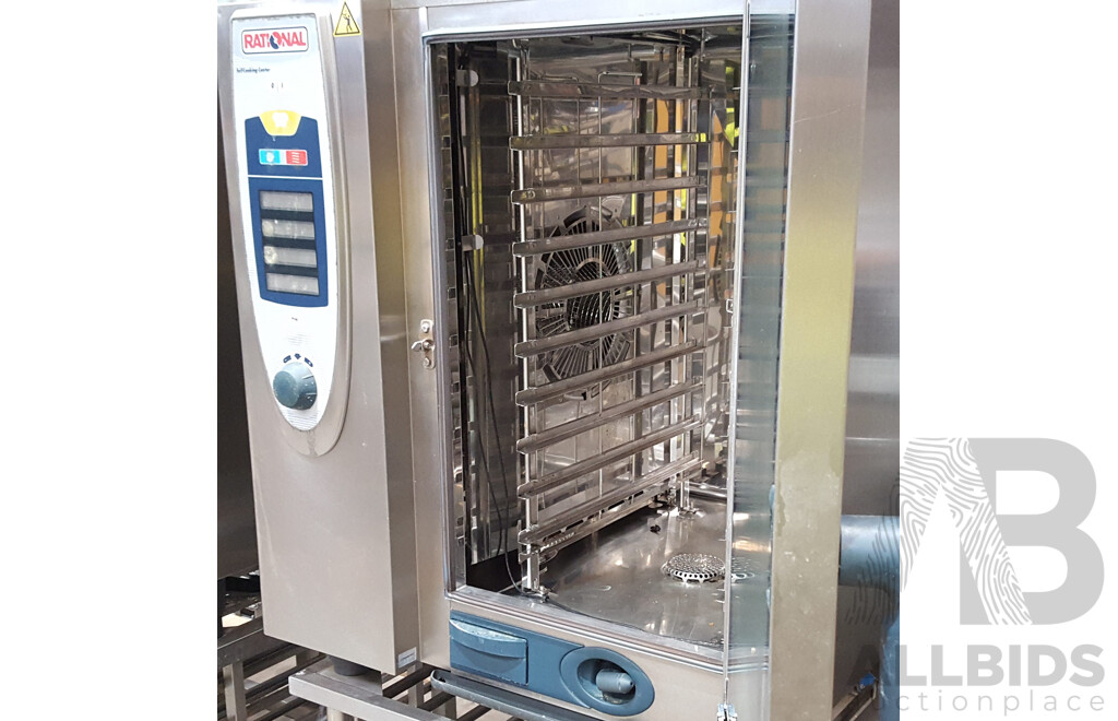 Rational SCC101 Combi Oven with 12 Slot Cooling Rack Stand