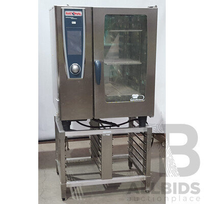 Rational SCC WE 101 Combi Oven with 10 Slot Cooling Rack Stand