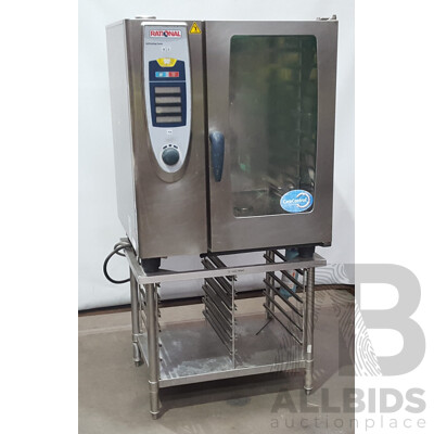 Rational SCC101 Combi Oven with 12 Slot Cooling Rack Stand