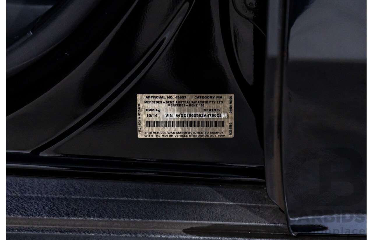 10/2014 Mercedes-Benz ML400 (4x4) 166 MY14 4d Wagon Black Obsidian Metallic Twin Turbo V6 3.0L