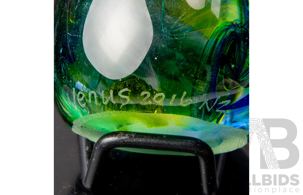 Three Hand Blown Studio Art Glass Koro Fern Shoots by Venus Hot Glass, New Zealand