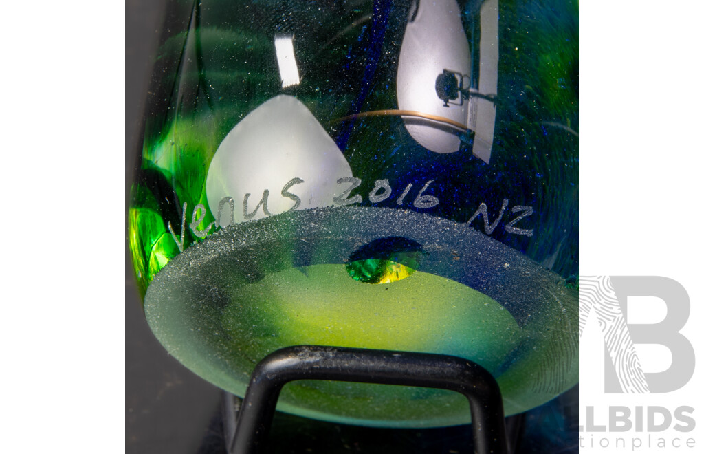 Three Hand Blown Studio Art Glass Koro Fern Shoots by Venus Hot Glass, New Zealand