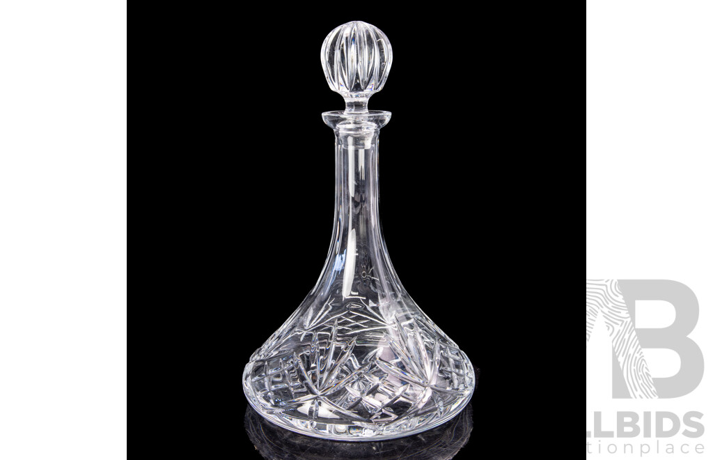 Vintage Crystal Ships Decanter with Stopper
