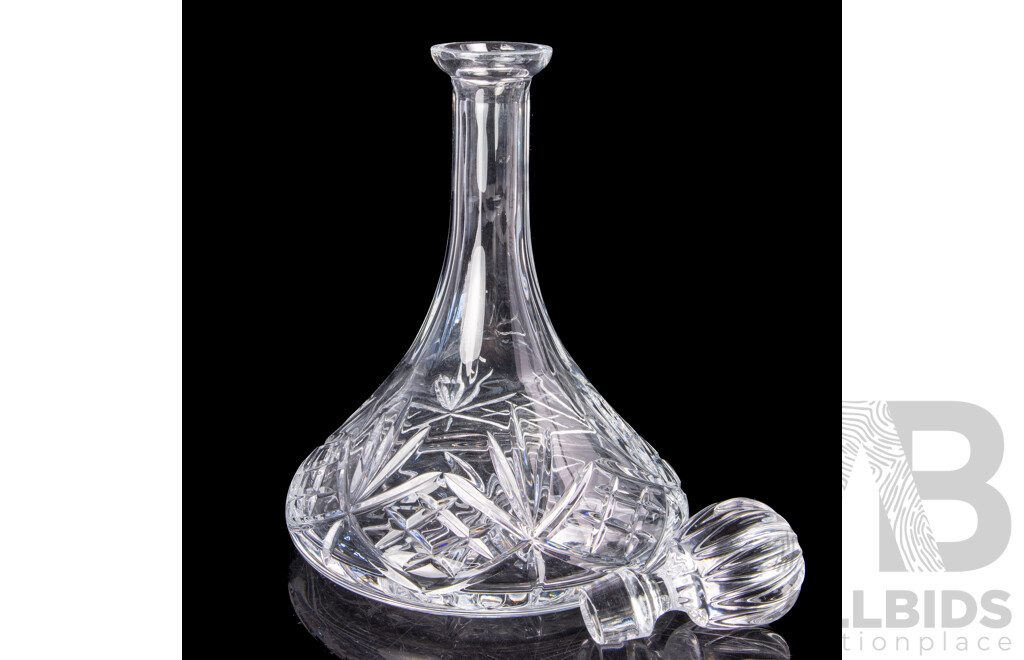 Vintage Crystal Ships Decanter with Stopper