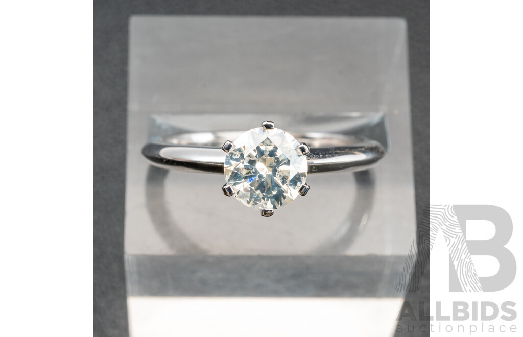 14ct White Gold 1.02ct Diamond Solitaire Engagement Ring, Size 3.34 Grams