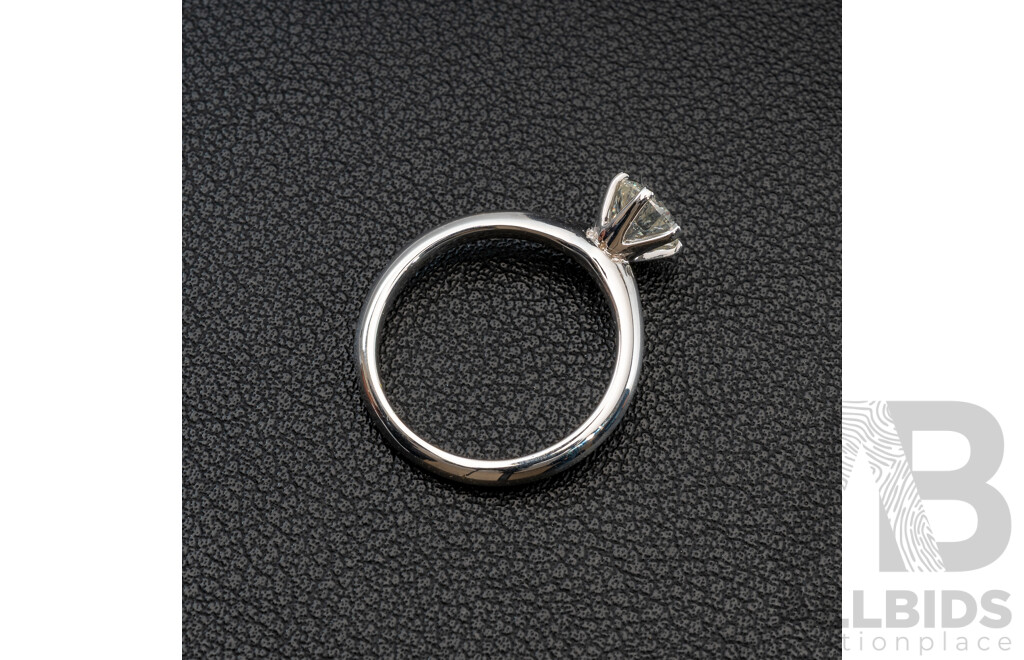 14ct White Gold 1.02ct Diamond Solitaire Engagement Ring, Size 3.34 Grams