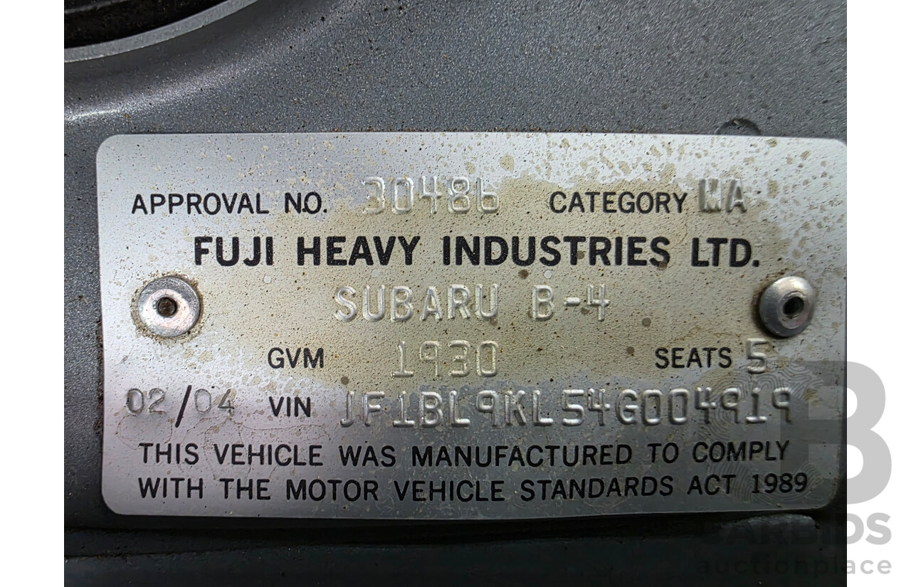 2/2004 Subaru Liberty 2.0i MY04 4d Sedan Silver 2.0L
