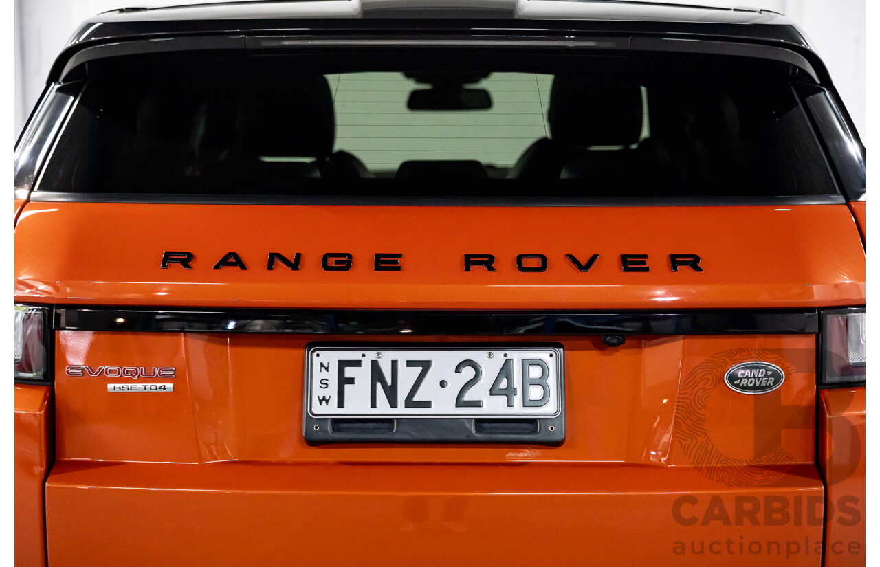 04/2016 Range Rover Evoque Td4 180 HSE Dynamic (AWD) LV MY16.5 5d Wagon Phoenix Orange Mica Metallic Turbo Diesel 2.0L