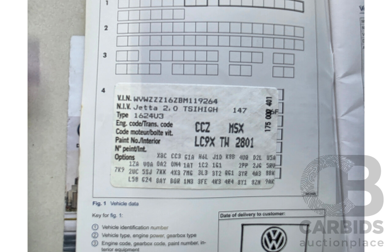 11/2011 Volkswagen Jetta 147 TSI Highline 1KM MY10 4d Sedan Black 2.0L
