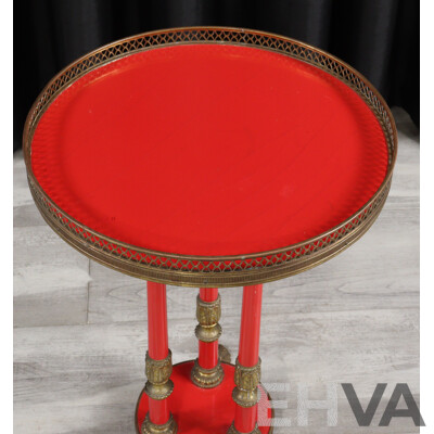 Italian Two Tier Side Table with Brass Feet and Gallery