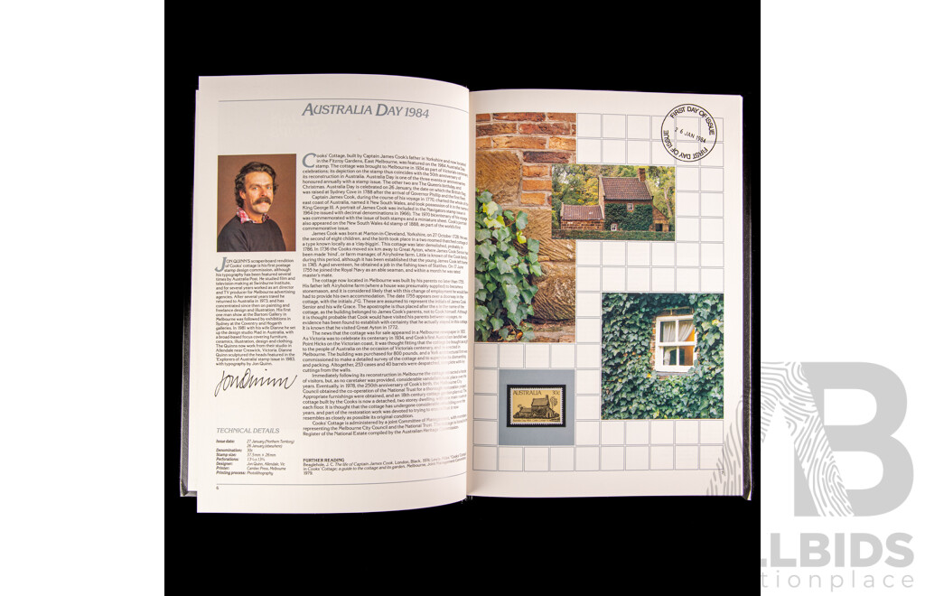 Five Australian Annual Stamp Albums Including 1981, 1984, 1985, 1986, 1987 - Face Value $120