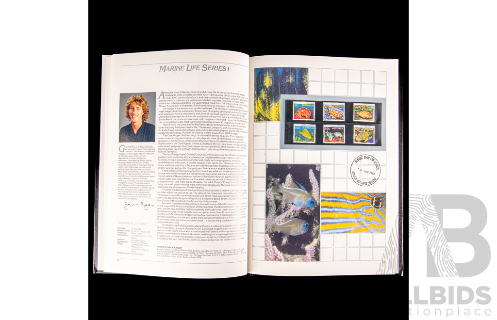 Five Australian Annual Stamp Albums Including 1981, 1984, 1985, 1986, 1987 - Face Value $120