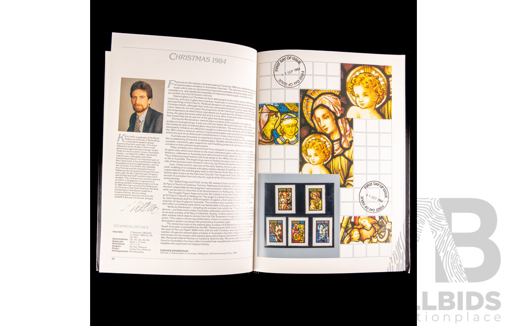 Five Australian Annual Stamp Albums Including 1981, 1984, 1985, 1986, 1987 - Face Value $120