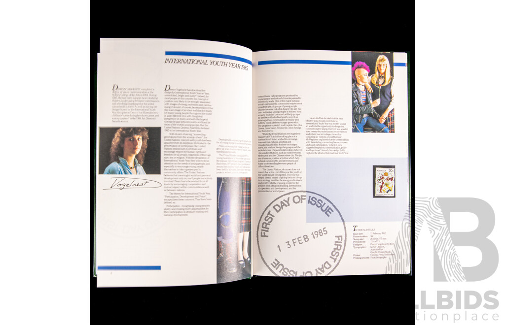 Five Australian Annual Stamp Albums Including 1981, 1984, 1985, 1986, 1987 - Face Value $120