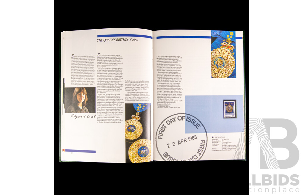 Five Australian Annual Stamp Albums Including 1981, 1984, 1985, 1986, 1987 - Face Value $120