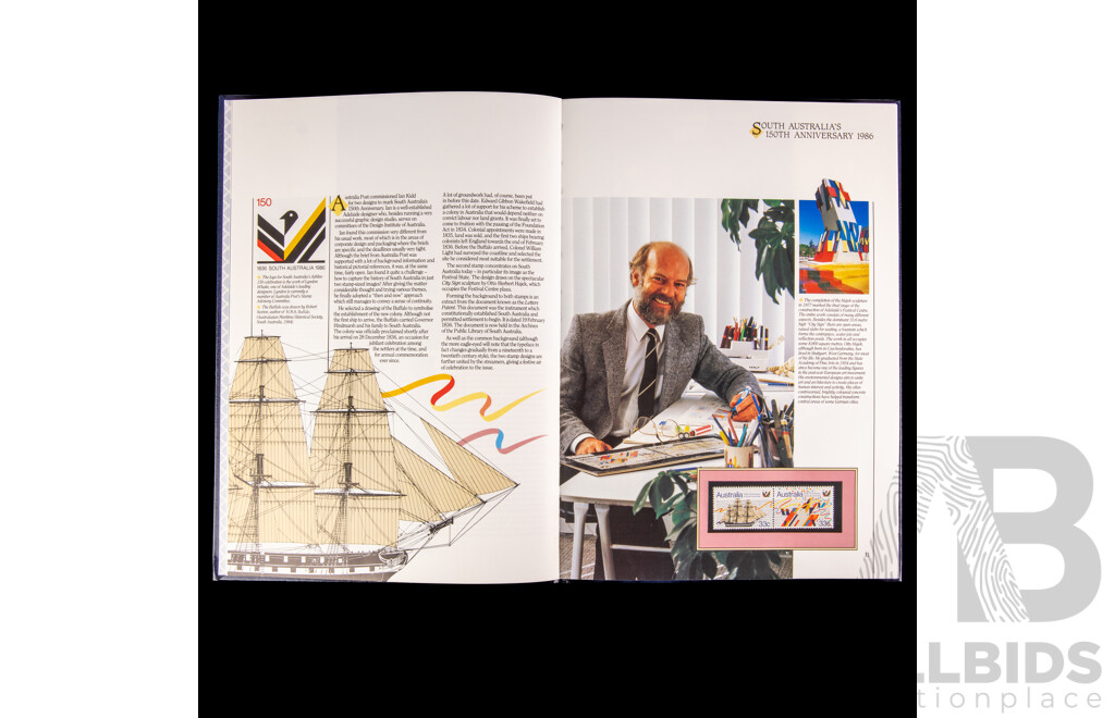 Five Australian Annual Stamp Albums Including 1981, 1984, 1985, 1986, 1987 - Face Value $120