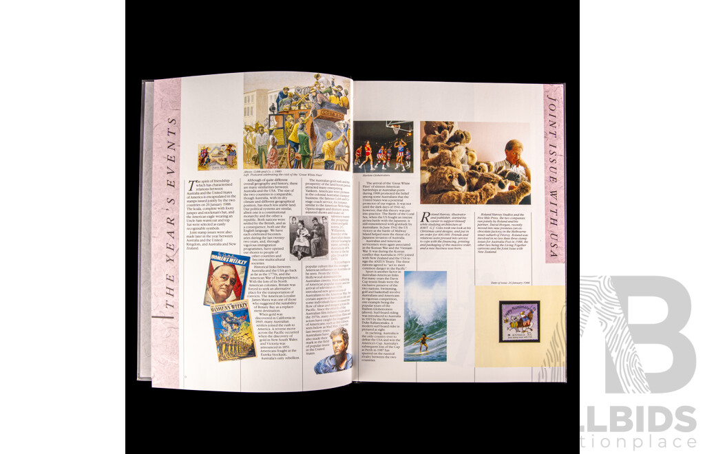Three Australian Annual Stamp Albums Including 1988, 1989, 1990 - Face Value $114