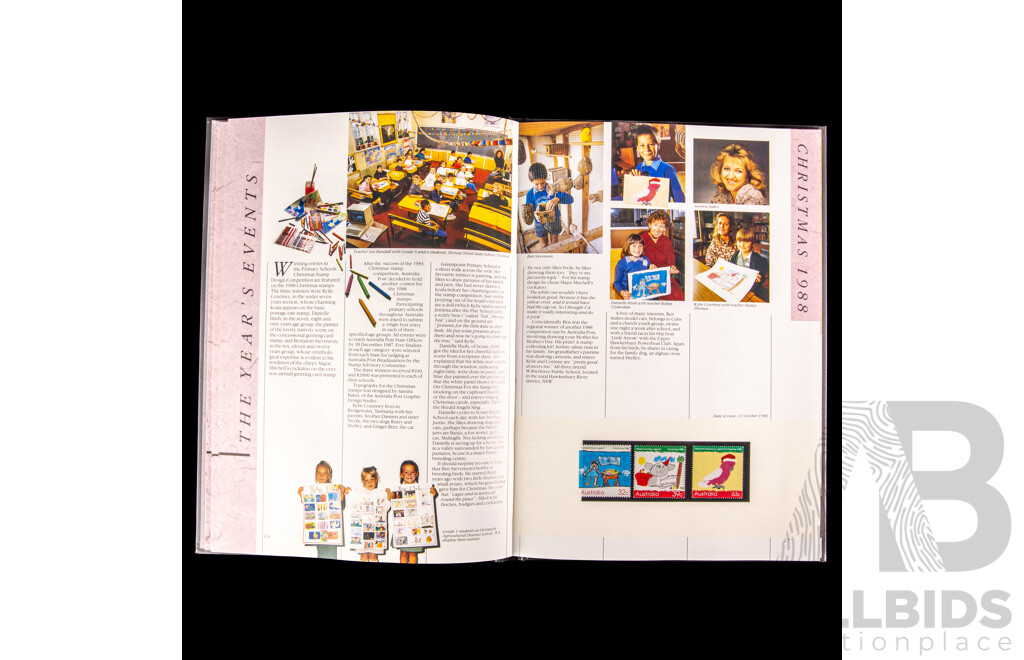 Three Australian Annual Stamp Albums Including 1988, 1989, 1990 - Face Value $114