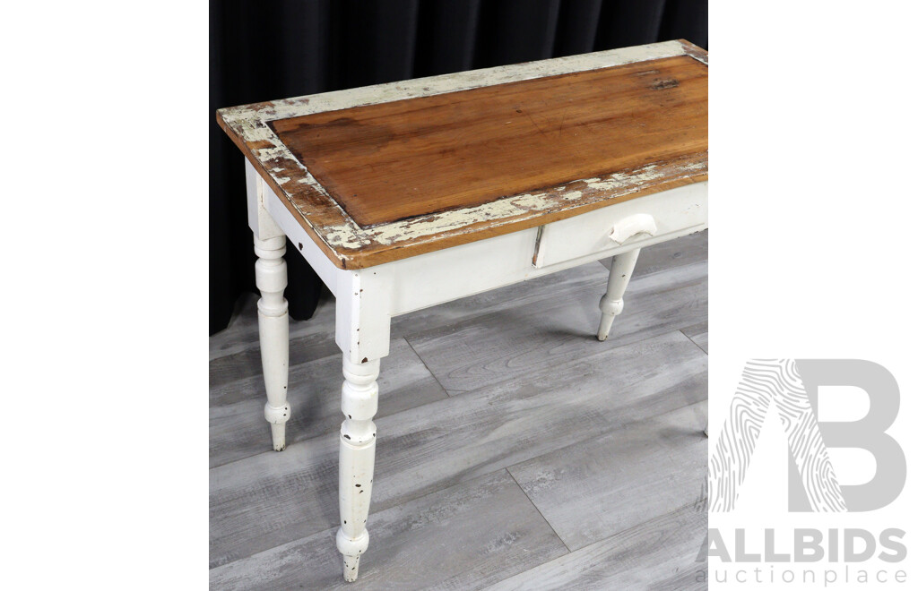 Rustic Edwardian Pine Single Drawer Hall Table