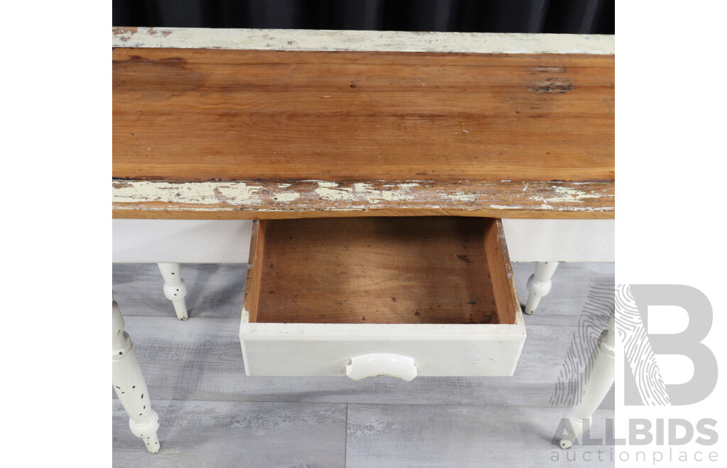 Rustic Edwardian Pine Single Drawer Hall Table