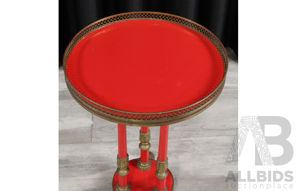 Italian Two Tier Side Table with Brass Feet and Gallery