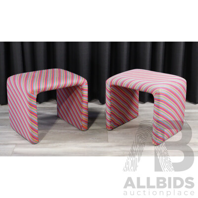 Pair of Small Waterfall Benches with Original Upholstery