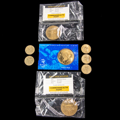 Australian Commemorative Five Dollar Coins, 1988(2) 2000, Five 1996 Commemorative One Dollars, Sir Henry Parks