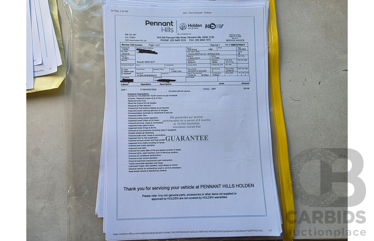 1/2015 Holden Trax LTZ TJ MY15 4d Wagon Grey 1.8L