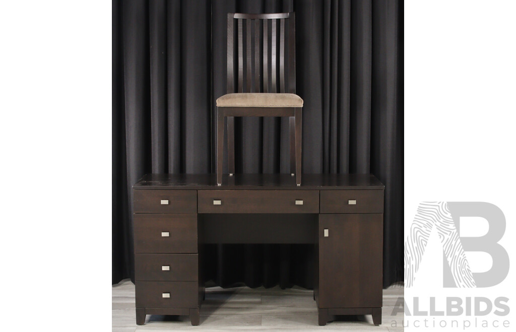 Twin Pedestal Timber Desk with Painted Finish and Chair by Dine Art Inc