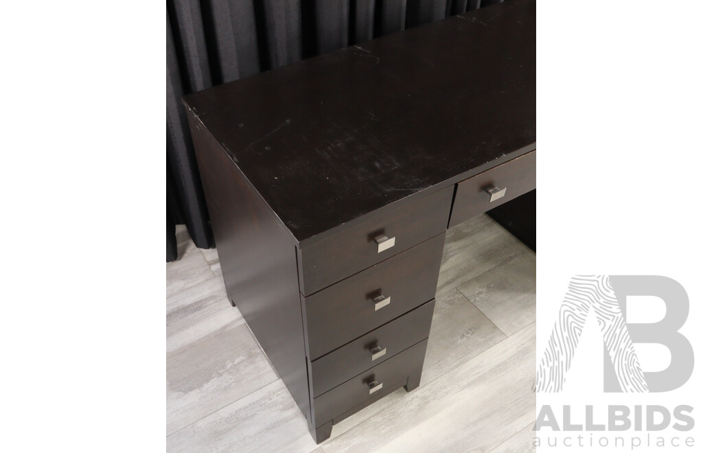 Twin Pedestal Timber Desk with Painted Finish and Chair by Dine Art Inc
