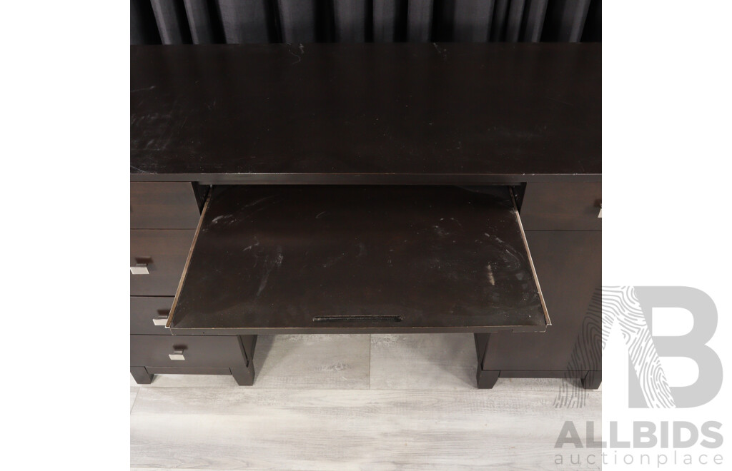 Twin Pedestal Timber Desk with Painted Finish and Chair by Dine Art Inc