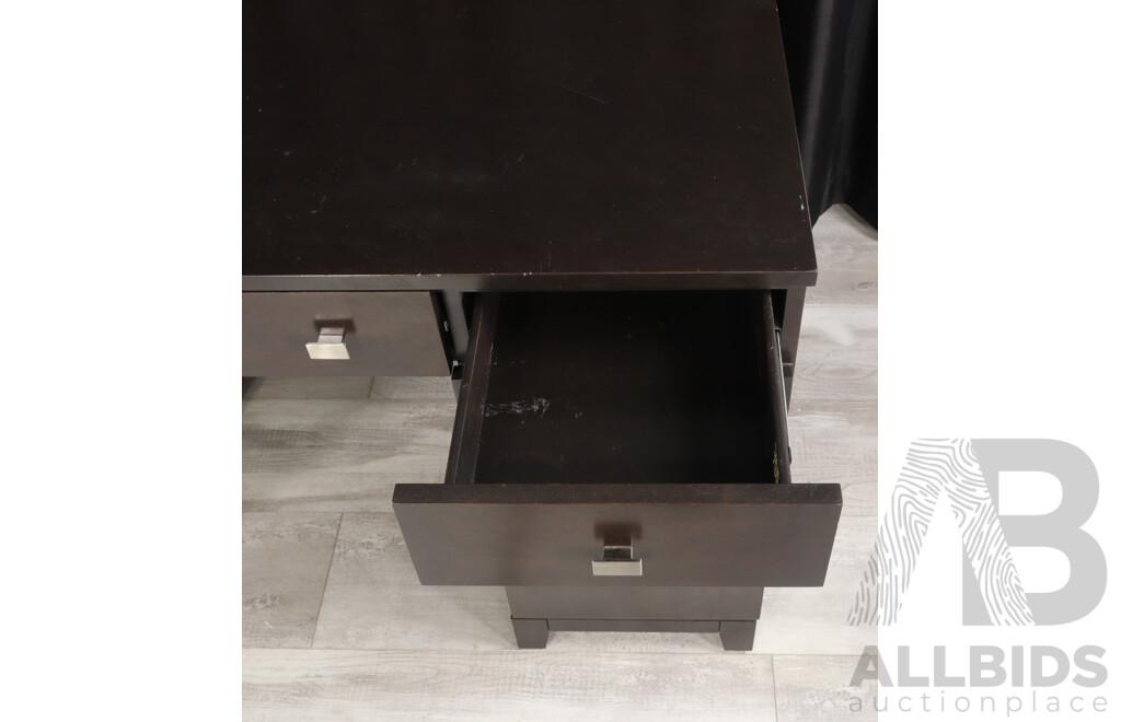 Twin Pedestal Timber Desk with Painted Finish and Chair by Dine Art Inc