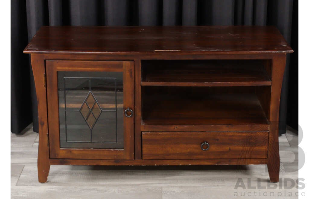 Wooden Entertainment Unit with Leadlight Door