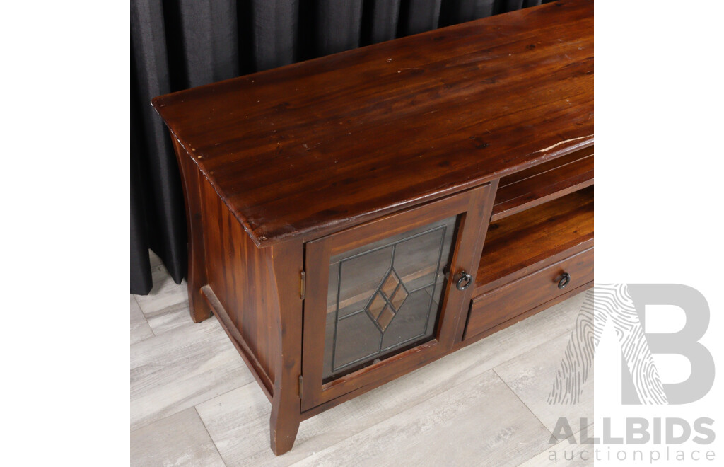 Wooden Entertainment Unit with Leadlight Door