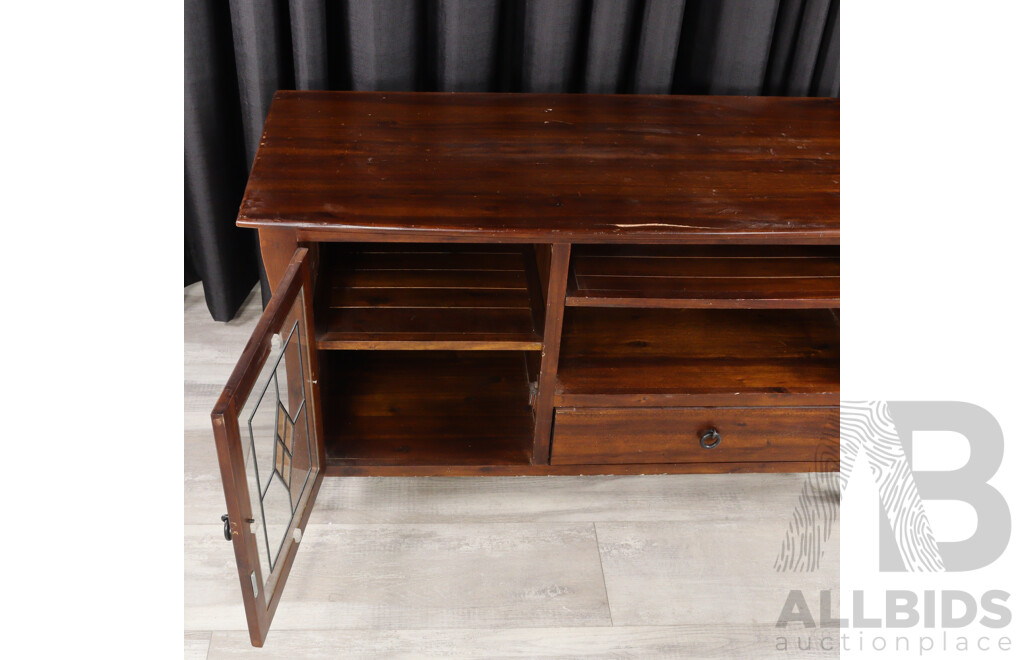 Wooden Entertainment Unit with Leadlight Door