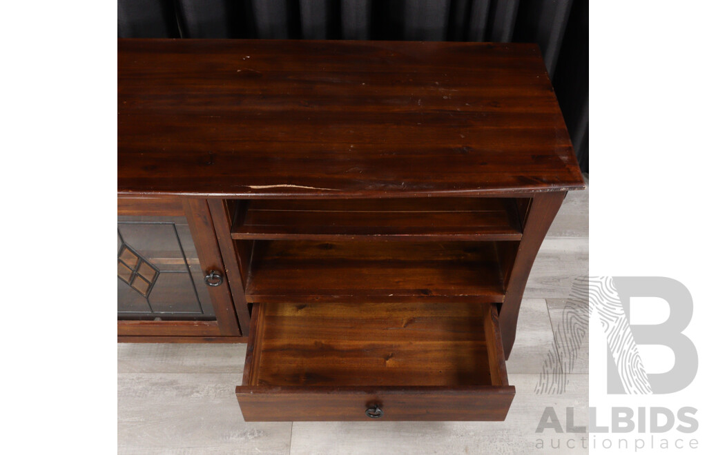 Wooden Entertainment Unit with Leadlight Door